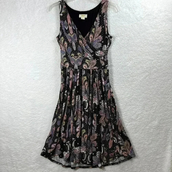 MAEVE Anthropologie Leslie Paisley Faux Wrap Midi Dress Size Sm Boho Western - Picture 4 of 10